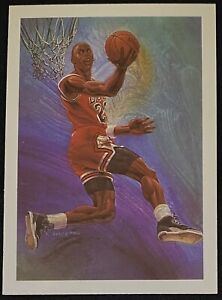 1990 NBA Hoops Michael Jordan Art Card Chicago Bulls Checklist #358