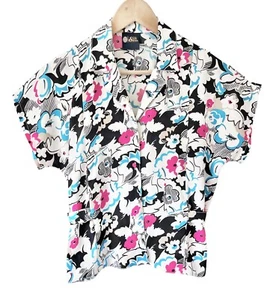 VINTAGE Floral 80s Blouse - Size 10 - Maximalist Bright Shirt Top Made In UK C&A - Picture 1 of 8