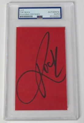 The Rock Dwayne Johnson WWE WWF 签名亲笔签名 3x5 索引卡板 PSA JSA — 第 1/4 张图片