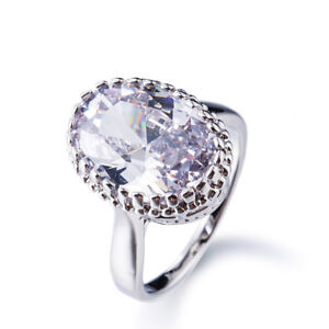 5ct CZ Ring Russian Cubic Zirconium Oval White Canary Amethyst Sapphire blue Sz7