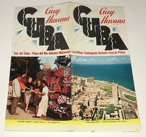 VINTAGE 1950s GAY HAVANA CUBA PICTORIAL BROCHURE & COUNTRY MAP CUBAN TOURIST CO. - Picture 1 of 3