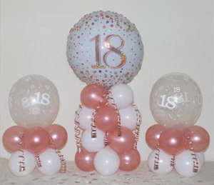 18 Cumpleaños - Oro Rosa - Paquete de 3 Juego de Fiesta - Mesa Globo Decoración Exhibición Kit - Imagen 1 de 4