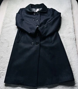 Gymboree Dress Coat Girls 8 Long Wool Dressy Double Breasted Black Formal - Picture 1 of 11