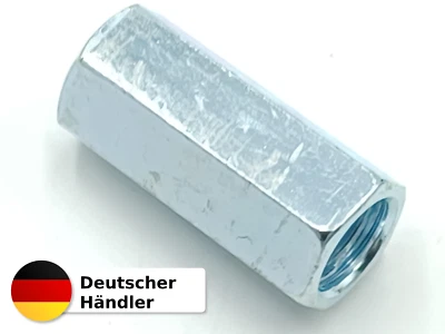 Sechskantmuttern Langmutter Verbindungsmutter  M10x30 Stahl verzinkt Sechskant - Bild 1 von 2
