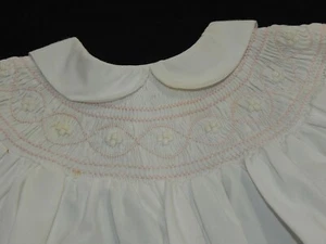 VTG Pastels Hand Embroidered Collared Smocked Dress Girls 3-6 months GORG - Picture 1 of 5