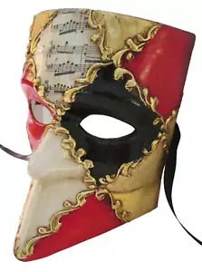 CASANOVA/ - HANDMADE IN ITALY, VENETIAN FULL FACE PAPIER MACHE MASK, RED/BLACK - Picture 1 of 3