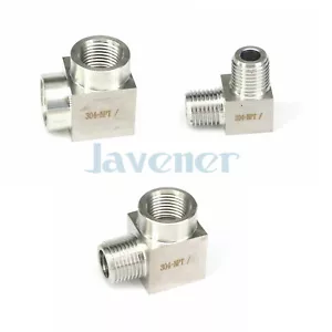 1/8" 1/4" NPT BSP Male/Female Elbow 304 Stainless Steel Square Pipe Fitting - Picture 1 of 33