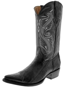 Botas de cuero occidentales para hombre negras patas de avestruz piel de pie rodeo rancho talla 13,5 - Imagen 1 de 5