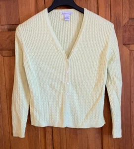Women's Eagle's Eye Long Sleeve Yellow Cotton Button Front Sweater Tag Size L - Picture 1 of 3