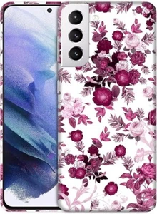 Case for Samsung Galaxy S21 Plus, Pink Burgundy Floral Pattern GlamCase - Picture 1 of 7