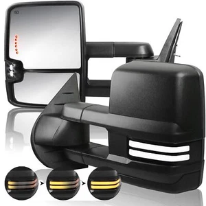 Pair Black Power Heated Towing Mirrors Compatible with 07-13 Chevy Silverado ... - Picture 1 of 8