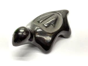 Santa Clara Pueblo Black Pottery Turtle Tortoise Native American Signed 6" - Picture 1 of 10