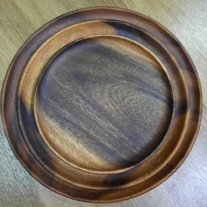 Tray Wooden Serving Wood Food Trays Breakfast Tea Vintage Table Round Set Platte - Picture 1 of 12