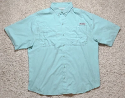 Columbia PFG Men's XL Shirt Button Down Omni-Shade Vented Teal Fishing Outdoor - Image 1 of 4