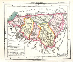 DÉPARTEMENT DES PYRÉNÉES-ATLANTIQUES ( 64 ) CARTE GÉOGRAPHIQUE / MAP de 1792 - Bild 1 von 1