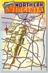 POSTKARTE KARTE LANDSCHAFTLICH NORDVIRGINIA BEREICH - Bild 1 von 2