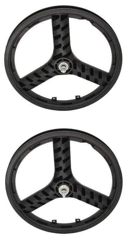 ALTALINE 20" BMX 3-SPOKE PLASTIC WHEEL FRONT OR 1 SPEED FREEWHEEL 3/8 AXLE BLACK