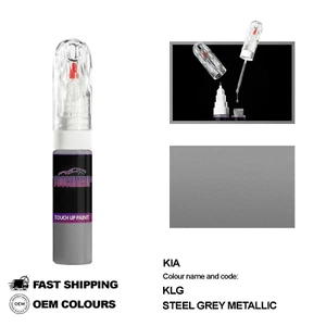 FOR KIA STEEL GREY KLG Touch Up Paint Pen Brush Fix Kit Scratch Chip Set Mark - Picture 1 of 8