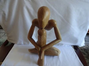 Art Deco Carved Wooden Nude Male Form Figurine Height 31 x 22 cm - Picture 1 of 6