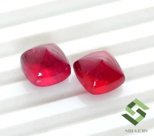 9x9 mm Natural Ruby Sugar Loaf Cushion Shape Cabochon Pair 13.05 CTS Loose Gems - Picture 1 of 8