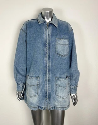 Vintage Rafaella Jacket Womens Medium Denim Zip Front Pockets 90s Grunge Style - Image 1 of 4