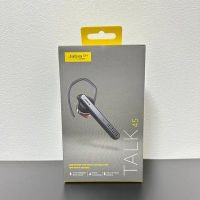 Jabra Talk 45 Bluetooth Headset Black Handsfree Noise Cancelling Mic New - Image 1 of 4