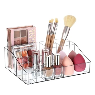 Organizador de Maquillaje Transparente con Divisores Ajustables, Perfecto para Cómoda o Tocador Foto 1 de 4
