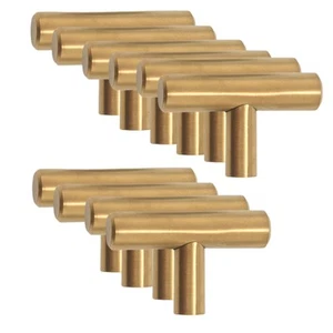 Lot de 10 boutons d'armoire dorés troués et tire porte inclinée sommeil M2311 - Photo 1/8