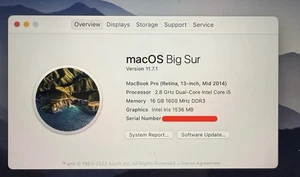 Apple MacBook Pro 2014 A1502 16g 1 T Ssd - Afbeelding 1 van 3