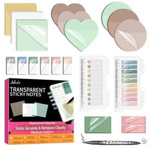 Transparent Sticky Notes,1120 Sheets Clear Sticky Notes with Pen, Waterproof ... - Picture 1 of 7