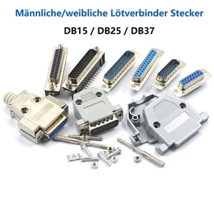 DB15 25 37 Serielle Schnittstelle Metall/Kunststoffgehäuse Stecker/Buchse Crimp - Picture 1 of 33