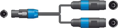 2 x Speakon Speaker Cable Splitter, 0.3m Splitter Lead, Amp to 2 Speakers - Image 1 of 4