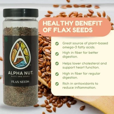 SEMILLAS DE LINO PREMIUM PURAS ORGÁNICAS ALFA NUT VEGANAS SIN GLUTEN, FRESCAS 200g Foto 1 de 4