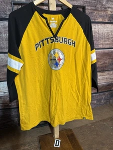Fanatics Pittsburgh Steelers Women's Gold 3/4 Sleeve T-Shirt - Picture 1 of 3