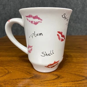 Mary Kay White Coffee Mug Lipstick Kisses Cup Shell Plum Starlet Pink 12oz - Picture 1 of 7
