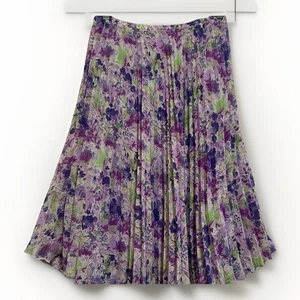 Floral Pleated Elastic Waist Skirt Size Large  - Picture 1 of 8