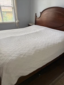 Linea Casa by Sferra Ivory Solid Cotton Throw Full/Queen Blanket - Picture 1 of 9