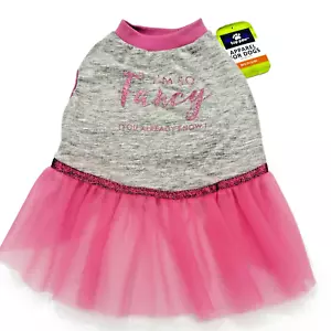 Top Paw Apparel For Dogs Fancy Tulle Dress Medium Pink & Gray (I'm So Fancy) - Picture 1 of 4