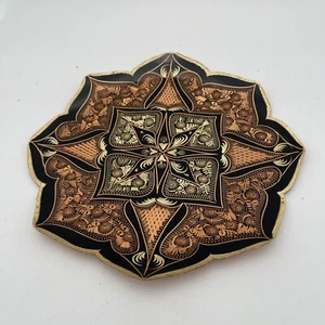 Plato de Pared Decorativo Cobre Grabado Ornamentado De Colección 7.5" Estilo Turco Diseño Floral - Imagen 1 de 5