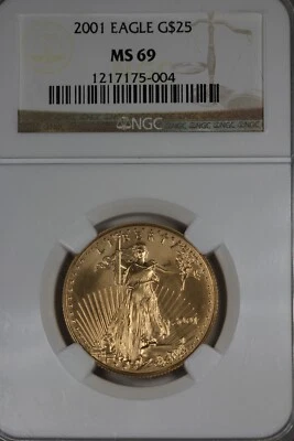 2001 25.00 NGC MS 69 EAGLE AMERICAN GOLD EAGLE (AGE) , GOLD - Image 1 of 2