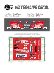 GP003 WHITE BASE Waterslide Decals DUCATl Team For Custom 1:64 Die cast - Picture 1 of 4