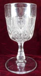 Diamonds & Ladders Goblet EAPG Clear Glass Unknown Maker Antique #74 - Picture 1 of 7