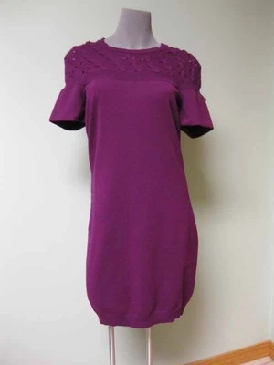 Chanel AUTÉNTICO Enrejado Crochet Hombro Logo CC Pullover Vestido 38 Cachemira Tejido 13B Foto 1 de 4