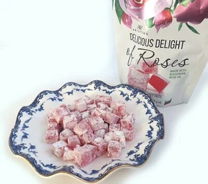 Turkish Delight with Natural Bulgarian ROSE PETALS & ROSE WATER by Hristina 200g - Picture 1 of 7