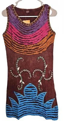 K.P.C. Bohemian Embroidered Handmade in Nepal Dress -Stonewashed Brown XXL - Image 1 of 4