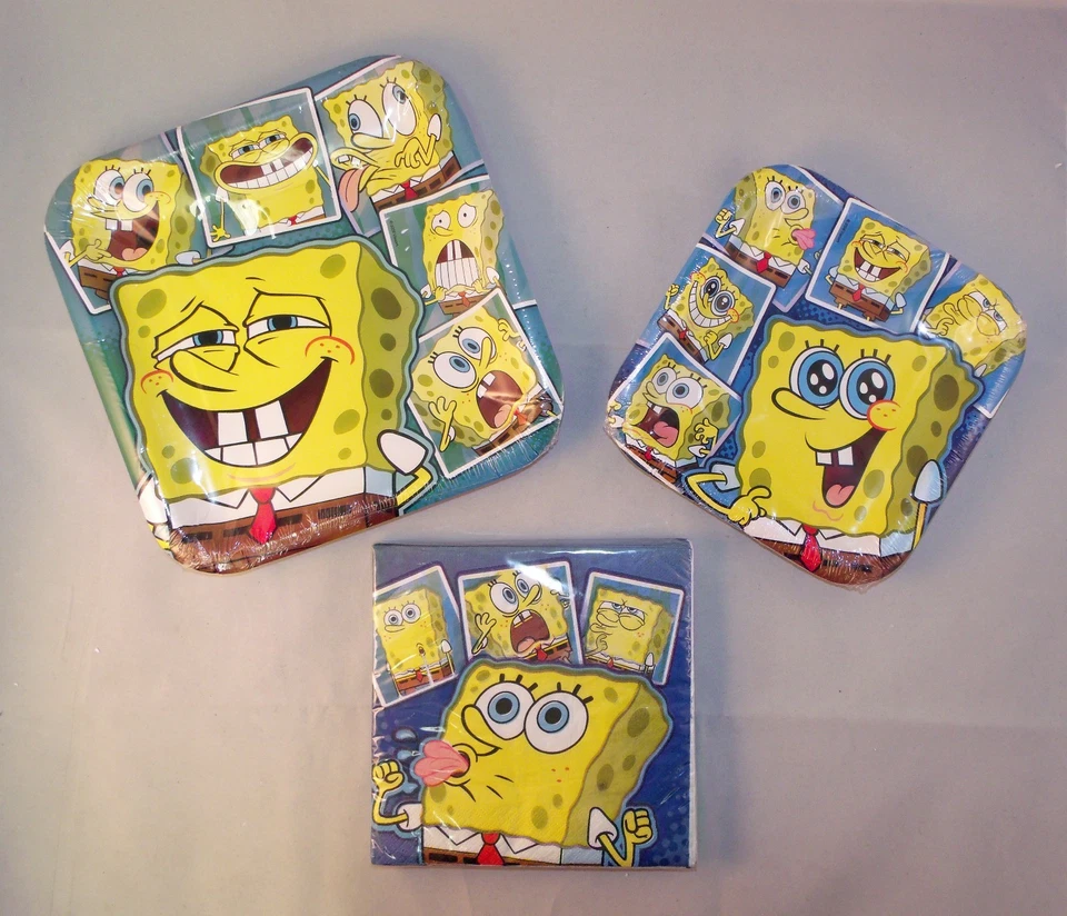 Spongebob Sqarepants Party Set for 8: Paper Dinner & Dessert Plates & Napkins - Image 1 of 1