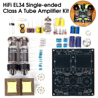 HiFi EL34 Valve Tube Amplifier Mini Class A Stereo Audio Power Amp DIY Kit 5W+5W - Image 1 of 4