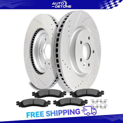 Front 2x Brake Rotors 4x Metallic Pads Drill Slot For Ford Taurus 2011 2012 Foto 1 de 4