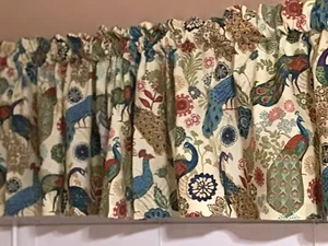 Peacock Bird Flower Multicolour Window Curtain Valance - Picture 1 of 3