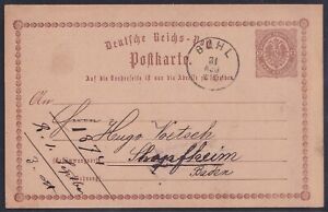 63368) BÜHL nachverwendeter Baden-Stempel 1874 auf Postkarte